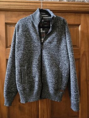BUFFALO DAVID BITTON Men's Gray Full-Zip Sweater Jacket XL